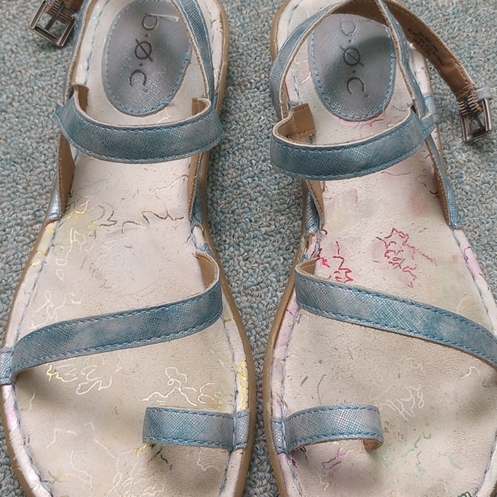 boc Metallic Blue Strappy Flat Sandals - Picture 4 of 10